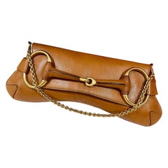 Gucci Horsebit Chain Shoulder Bag Large Tan Brown Leather