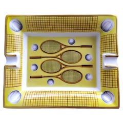 Hermès Stampa Tennis Posacenere Portacenere Vassoio Portaoggetti Porcellana Oro