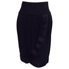 Chanel Boutique Black Silk Evening Skirt With Silk Satin Banded Trim