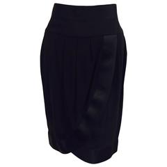Chanel Boutique Black Silk Evening Skirt With Silk Satin Banded Trim 1