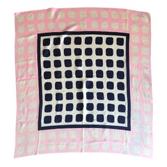 Yves Saint Laurent YSL Pink & Blue Silk Scarf