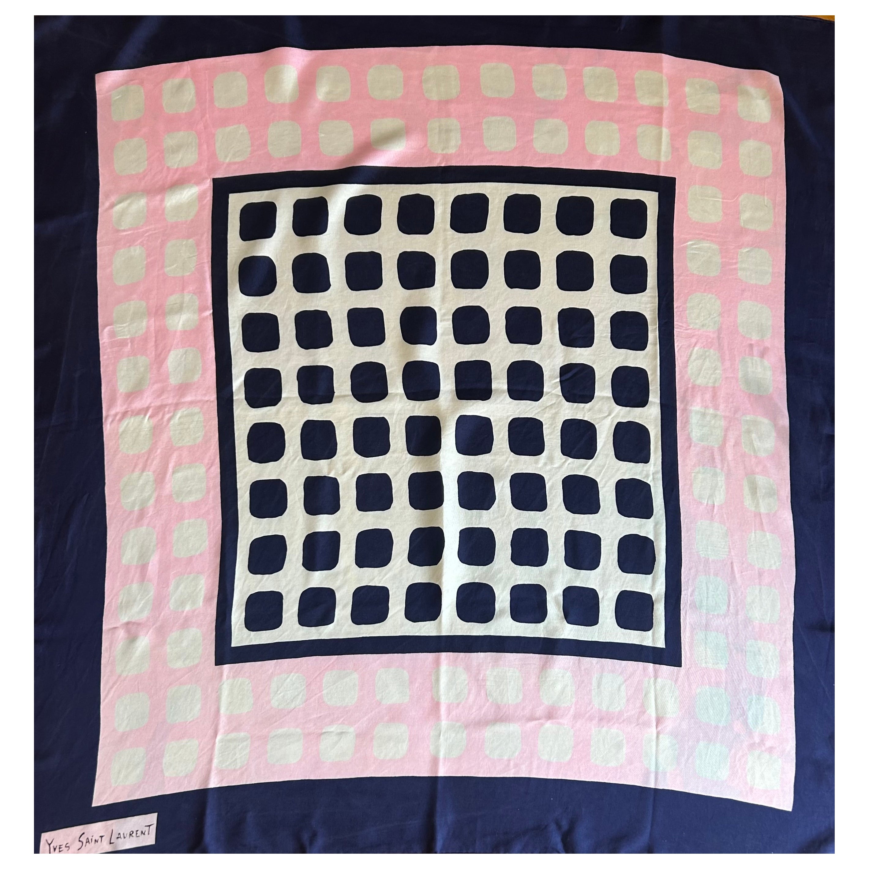 Sciarpa in seta rosa e blu Yves Saint Laurent YSL