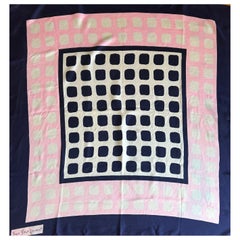 Yves Saint Laurent YSL Pink & Blue Silk Scarf