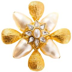 St. John Goldtone and Pearl Brooch Pendant