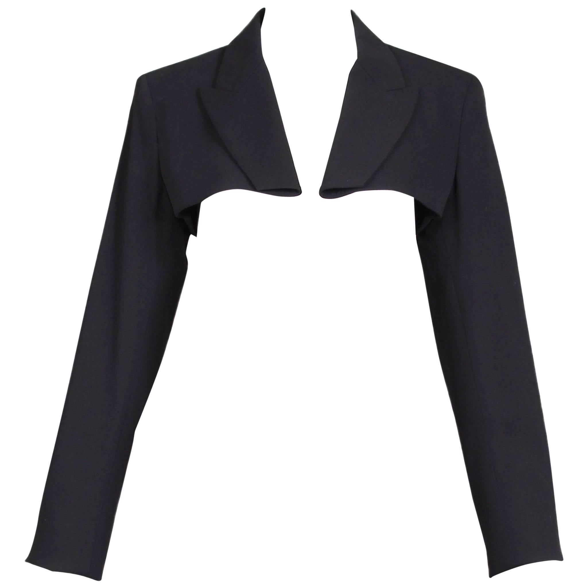 Jean Paul Gaultier Black Ultra Cropped Blazer Top