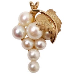 14k Gold & Pearl Grape Pendant circa 1940s