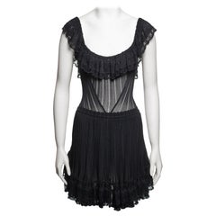Azzedine Alaïa Black Viscose Knit Lace Dress with Integrated Bodysuit, SS 1992