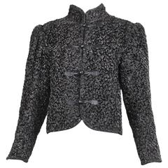 Vintage 1970's Yves Saint Laurent Uncut Broadtail Fur Jacket w/Frog Toggle Closures