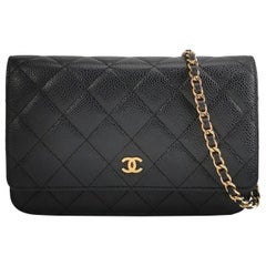 Chanel Wallet on Chain Classic Flap Black Caviar Leather Gold Hardware 2016-17