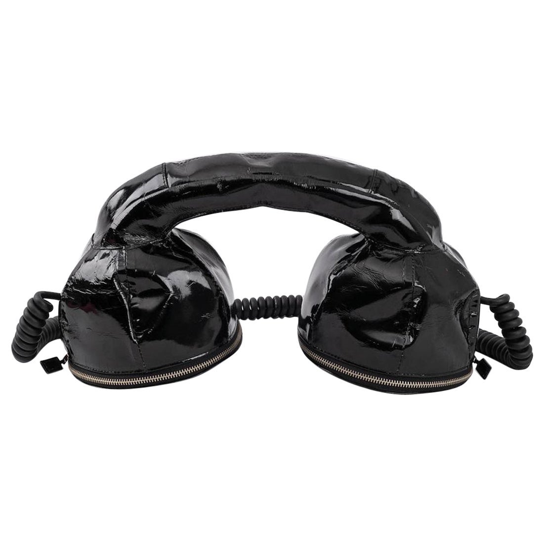 Chantal Thomass "Phone" Umhängetasche aus schwarzem Lackleder, 1984 im Angebot
