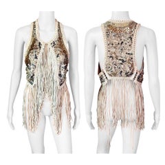 Roberto Cavalli - P/E 2011 - Giacca gilet con frange in pelle impreziosita e non indossata