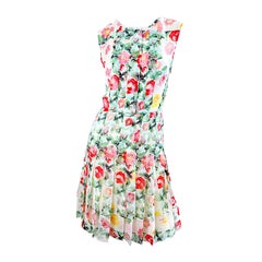 Oscar de la Renta Spring 2011 Runway Size 8 Silk Watercolor Peony Floral Dress
