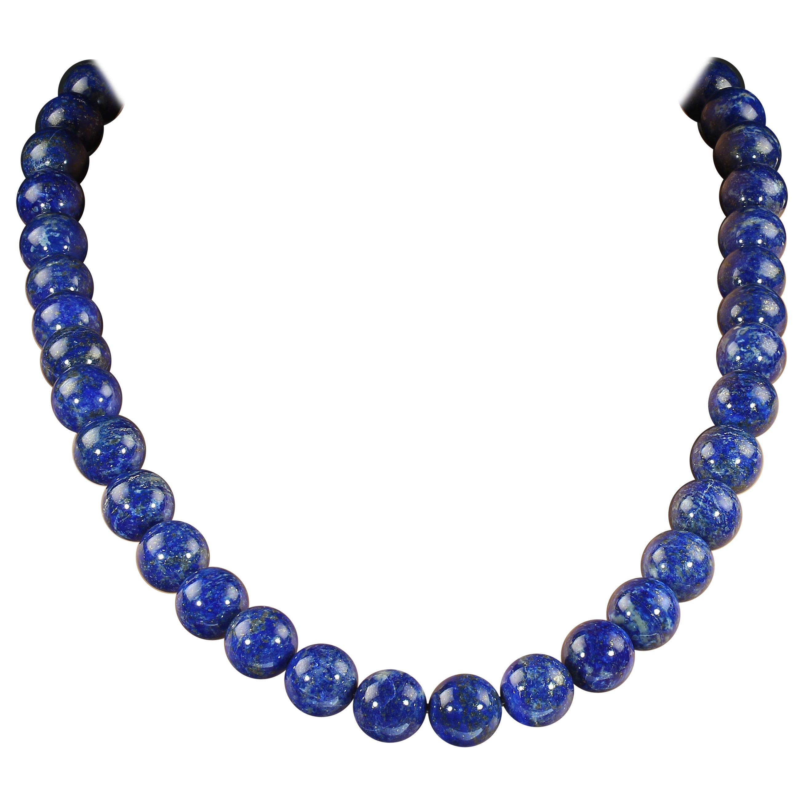 AJD 23 Pollici 14MM Collana rotonda liscia di Lapislazzuli