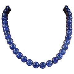 AJD 23 Pollici 14MM Collana rotonda liscia di Lapislazzuli