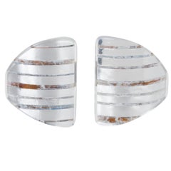 Anne and Frank Vigneri Silver Foil and Resin Clip Earrings