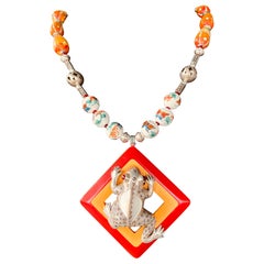 LB offers Bakelite Buckle Sterling MOP Frog Chinese beads Tribal beads Necklace
