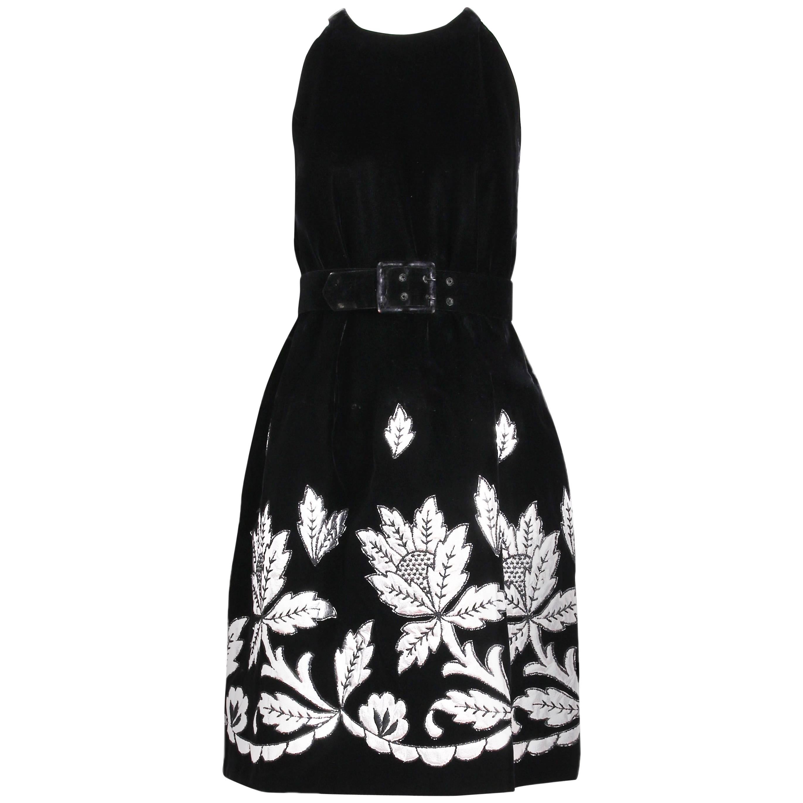 Vintage Pauline Trigere Black Velvet Sleeveless Cocktail Dress 
Coat Ensemble