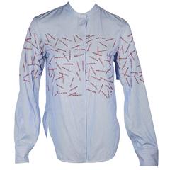 Blue & White Ports 1961 Embroidered Pinstripe Shirt
