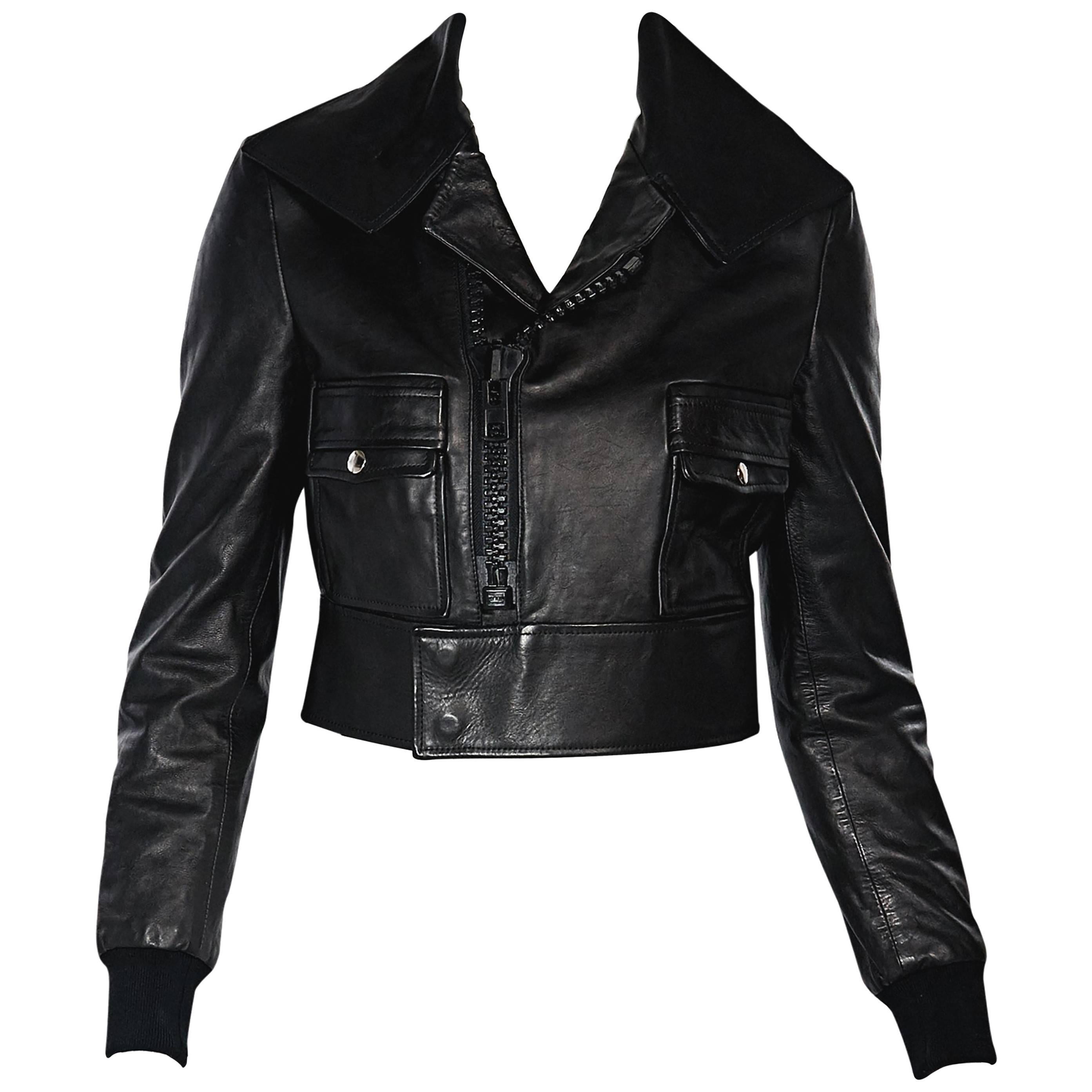 Black Givenchy Cropped Leather Jacket