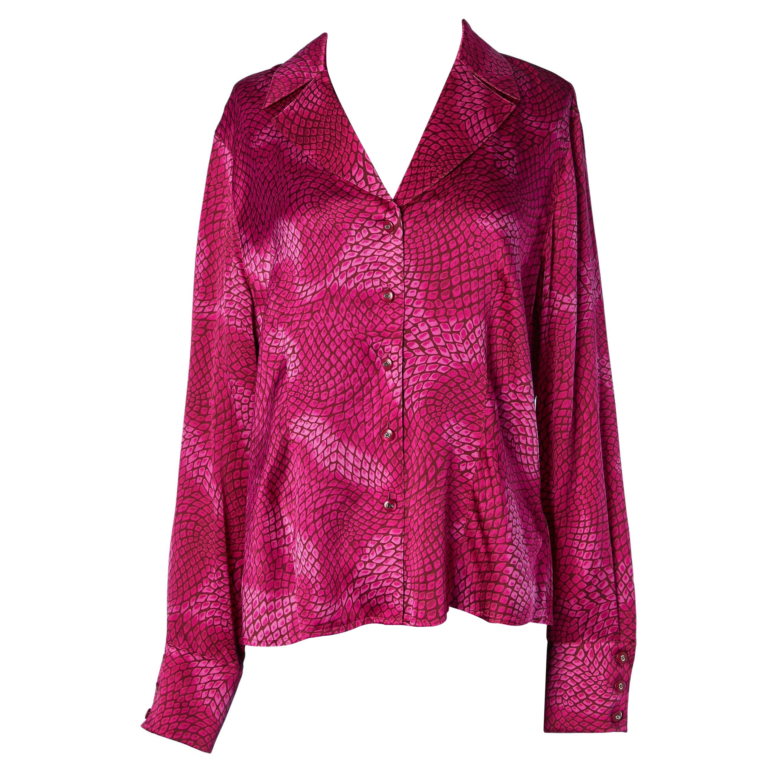 Chemise en soie imprimée fushia ESCADA en vente