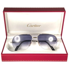 Vintage Cartier Tank Orsay Half Frame 56mm Platine Gold Sunglasses France