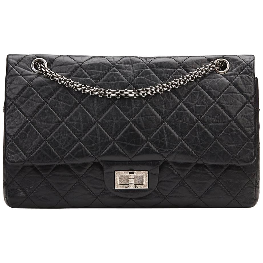 2008 Chanel Black Aged Calfskin 2.55 227 Reissue Flap Bag