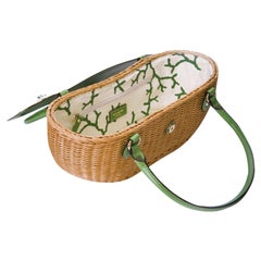 New Kate Spade Her Rare Large Collectible Spring 2005 Green Wicker Basket Bag