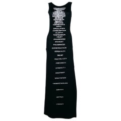 Moschino Vintage All Over Text Black Maxi Dress USA Size 10