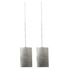 Pair pendant contemporary threaders chain earrings minimalistic Gilding silver
