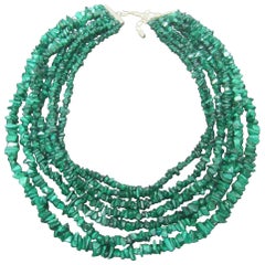 Malachite Graduated Nugget Artisan Necklace 