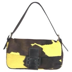 Fendi Baguette Pony-style Calfskin Leather Shoulder Bag in Yellow Cow Print
