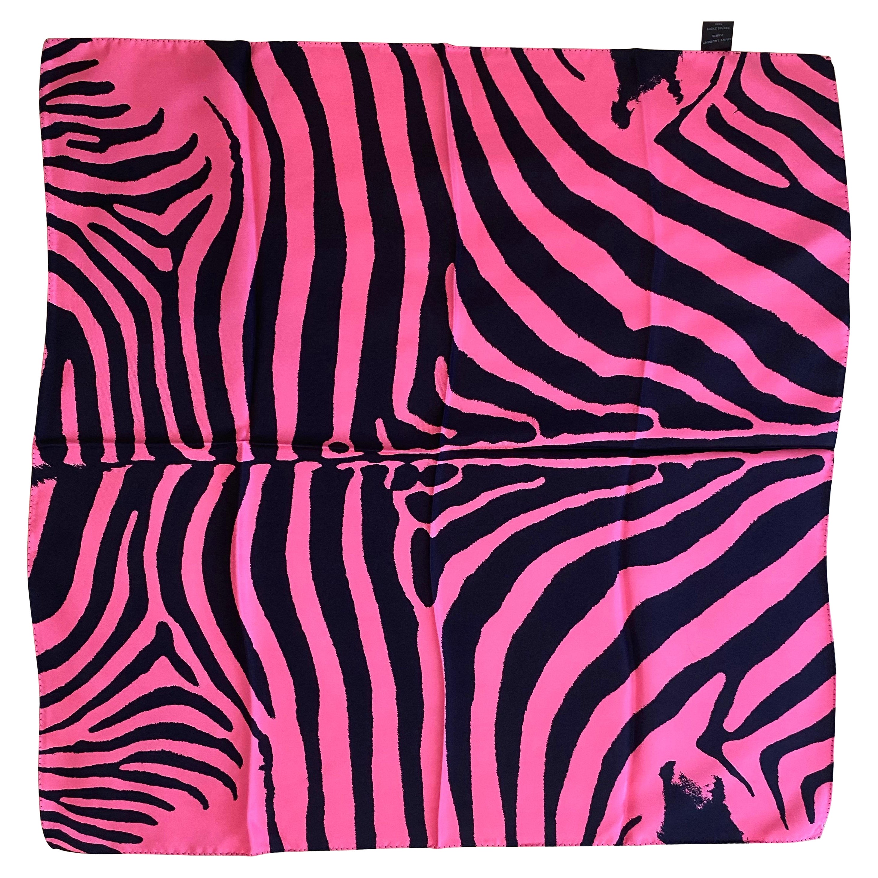 Foulard Saint Laurent zebrato rosa e Nero.