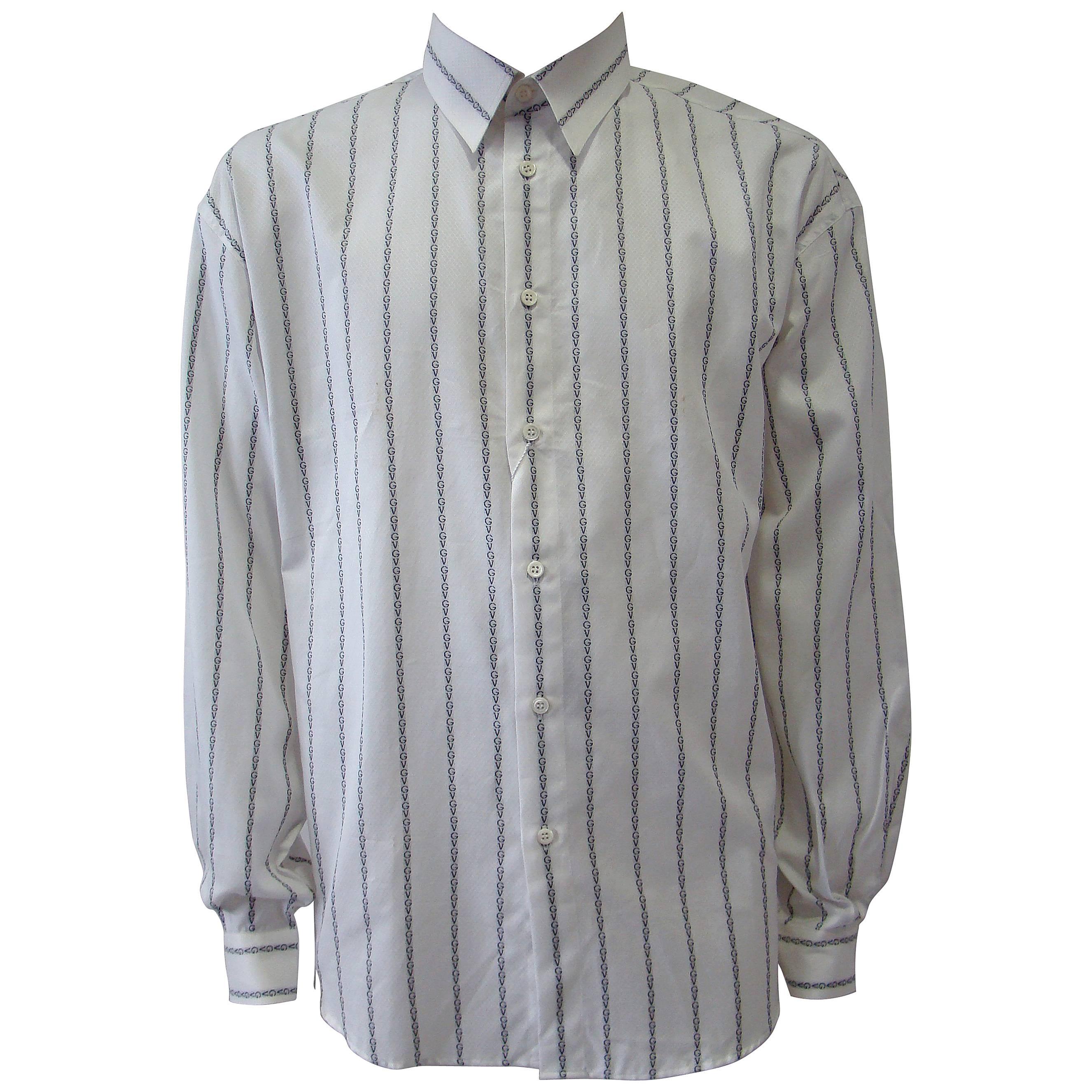 Gianni Versace Striped With Initials Printed Shirt For Sale