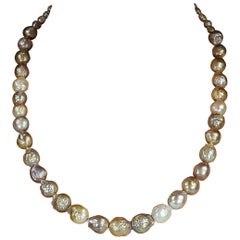 AJD 23 Inch Graduated Iridescent Baroque Pearl Necklace