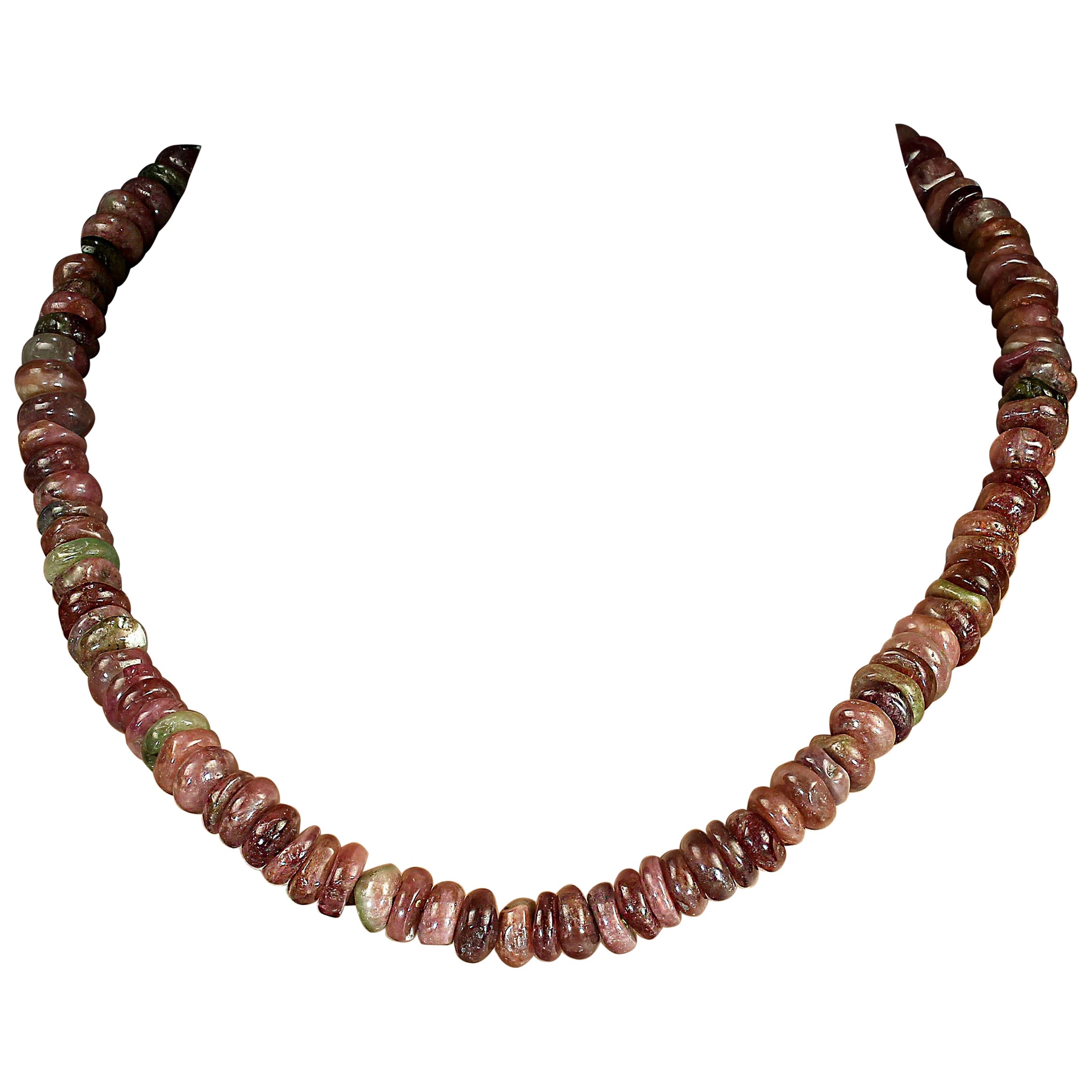 AJD Collier de 20 pouces en Tourmaline Rose Translucide Rondelle en vente