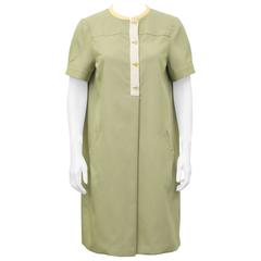 1980's Geoffrey Beene Sage Green Day Dress 1