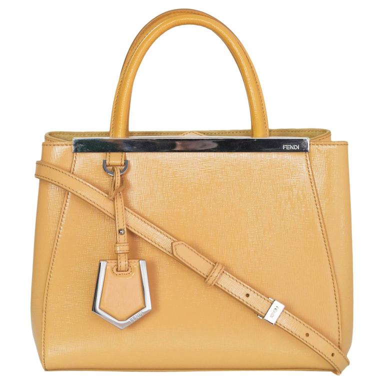 Fendi Yellow Patent Leather Petite 2Jours Satchel Crossbody Bag For