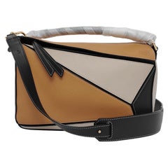 Loewe Puzzle Medium Multicolor Tricolor Schwarz Gelb Kalbsleder Tasche