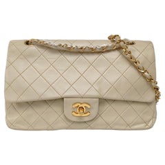 Chanel Classic Flap Medium Light Beige Lambskin Leather with Gold Hardware 1991-