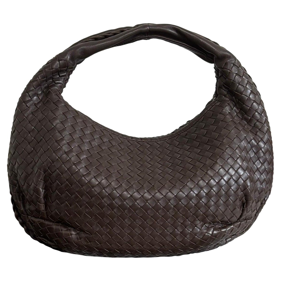 Bottega Veneta Belly Hobo Intrecciato Lambskin Dark Chocolate Brown Medium 40cm