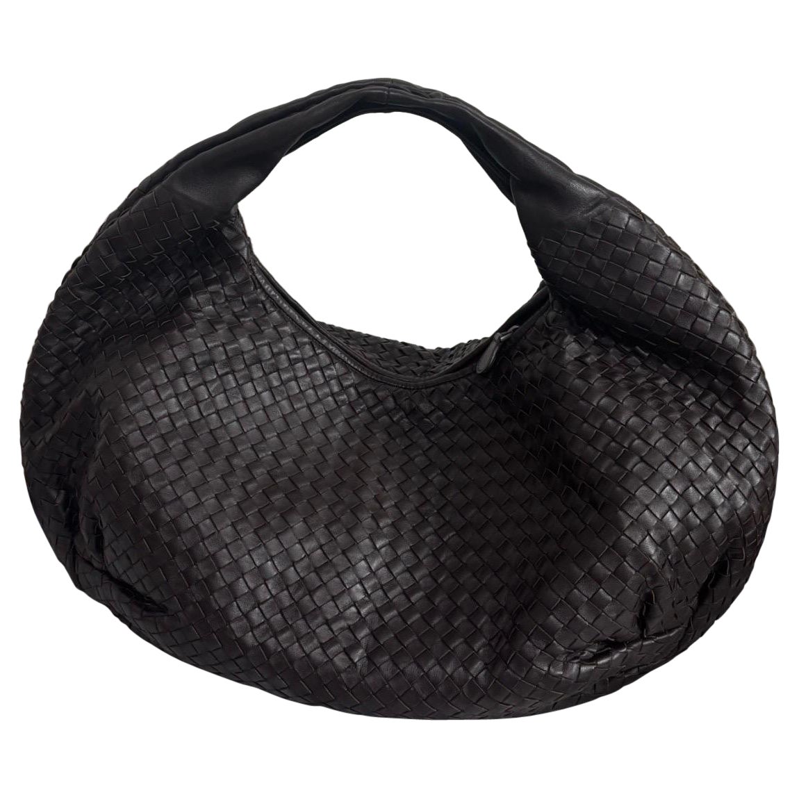 Bottega Veneta Belly Hobo Intrecciato Lambskin Dark Chocolate Brown Large en vente
