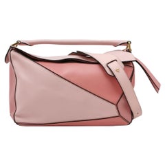 Loewe Puzzle Medium Multicolor Rosa Kalbsleder Tasche