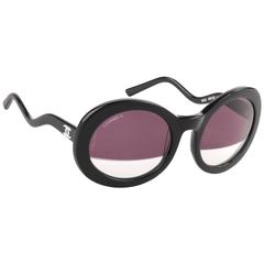 CHANEL S/S 2007 Black Round Half-tint Sunglasses S5018