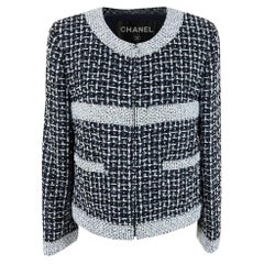 Chanel Black Lesage Tweed Jacket with Logo Charm 38 FR