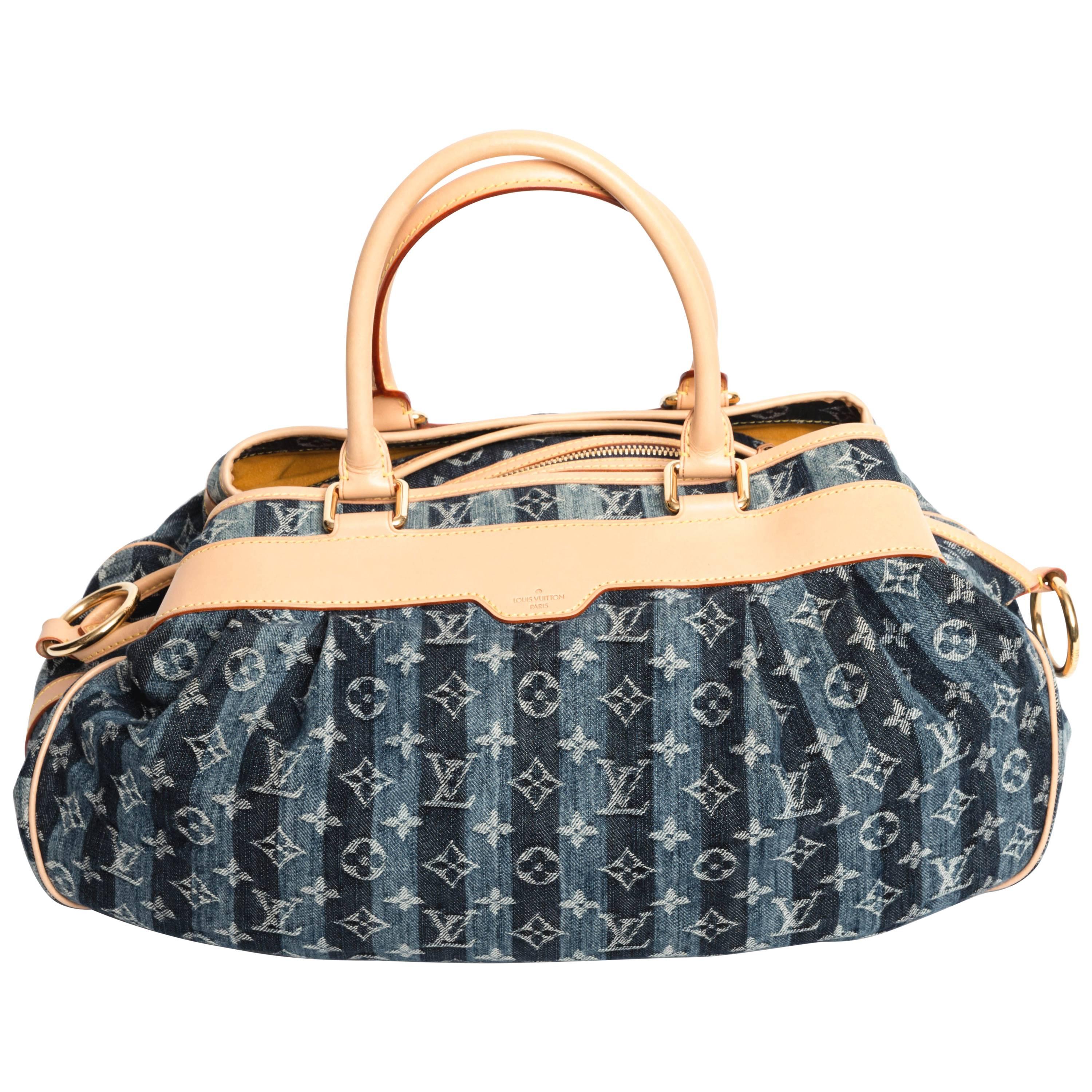 Limited Edition Louis Vuitton Denim Cruise Raye Cabas w/ Red Guitar