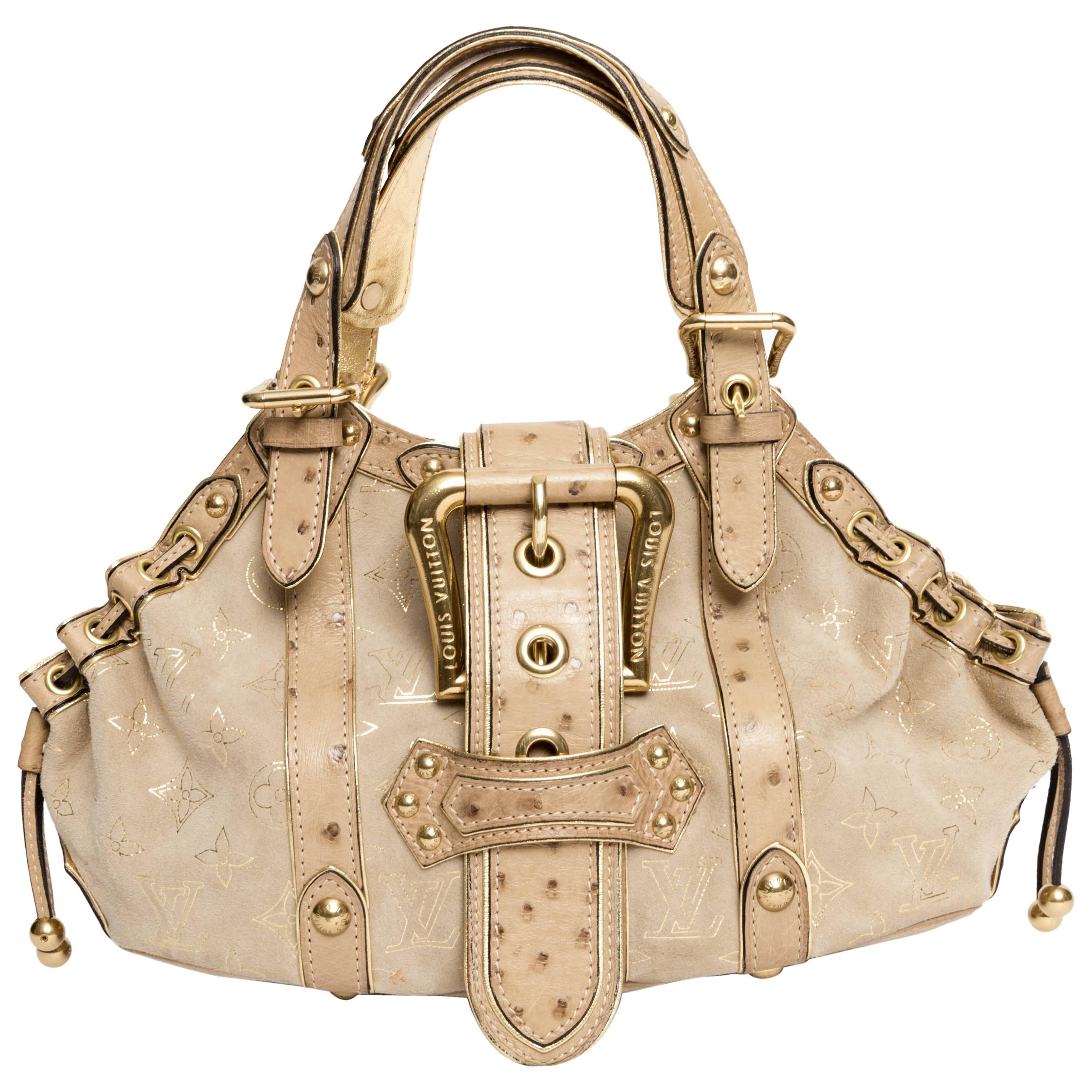 Louis Vuitton Limited Edition Ostrich and Suede Theda GM