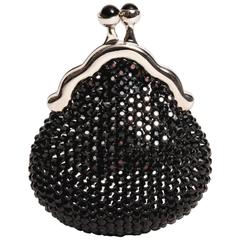 Judith Leiber Black Crystal Pill Box with Onyx Cabochon Clasp 2