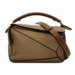 Loewe Puzzle Small Sand Beige Brown Strap Crossbody Bag