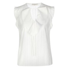 NEW Emilio Pucci White Lasercut Perforated Top Business Blouse with Bowtie 44
