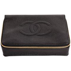 Chic Vintage Chanel Schwarzes Kaviar-Schmucktasche